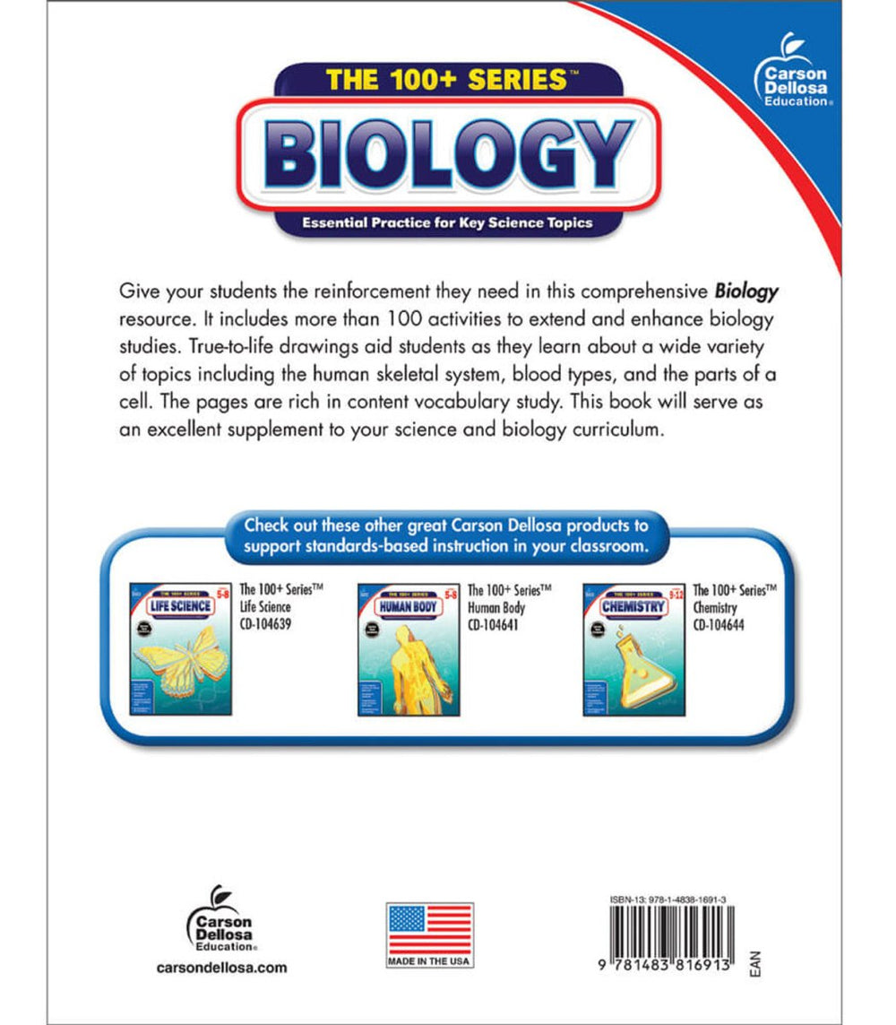 The 100+ Series™: Biology Workbook Grade 6-12 (Paperback)-Science & STEM-Tools 4 Teaching-Classroom Decor and More
