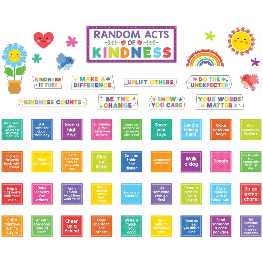 Colorful Random Acts of Kindness Bulletin Board-Bulletin Board Sets-Tools 4 Teaching-Classroom Decor and More