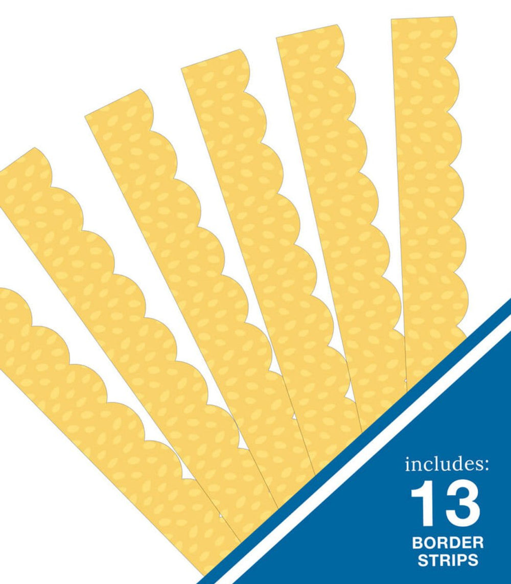 Grow Together Yellow with Painted Dots Scalloped Bulletin Board Borders-Borders-Tools 4 Teaching-Classroom Decor and More