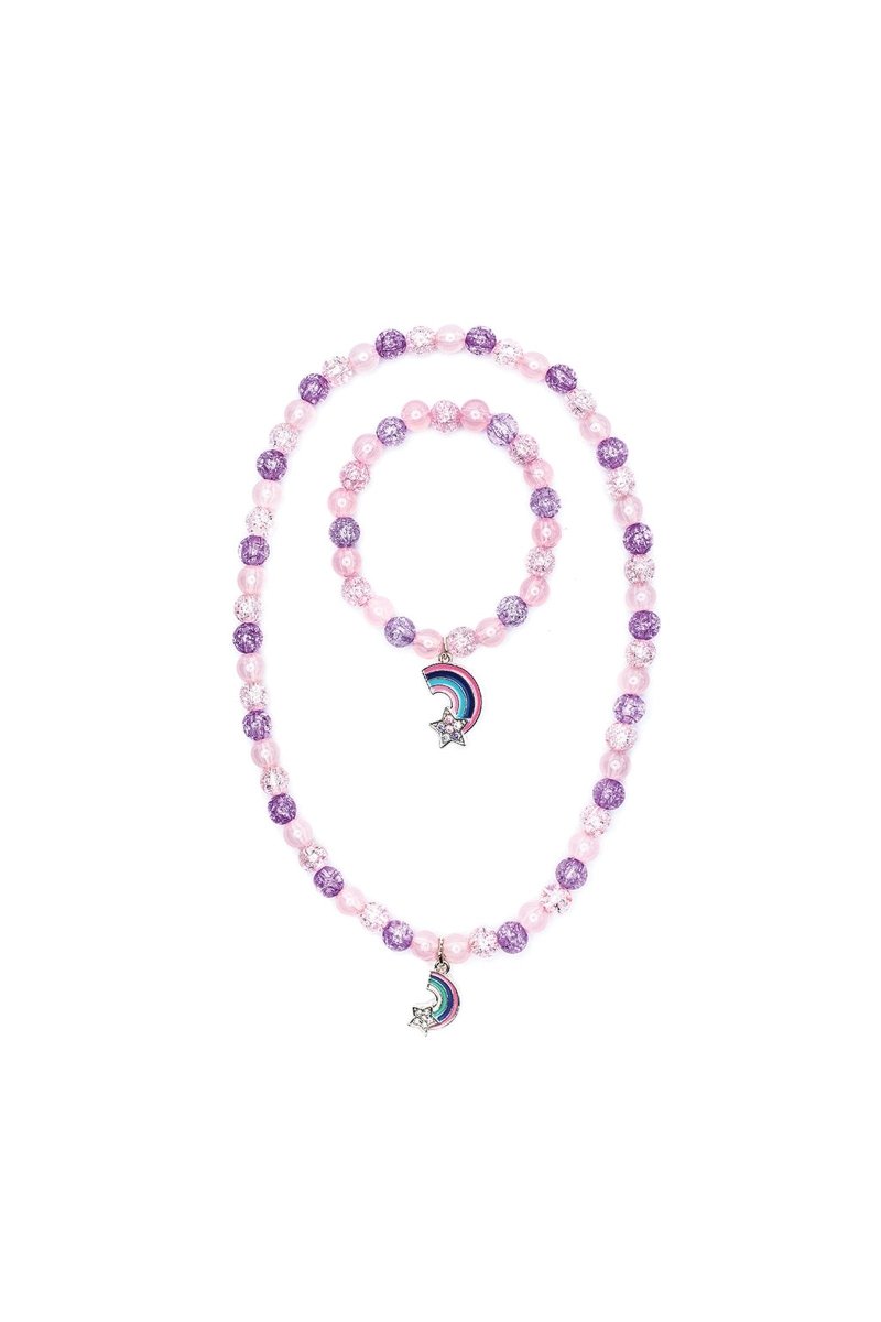 Purple Rainbow Necklace Bracelet Set, 2 pcs, Assorted-Dress Up & Jewelry-Tools 4 Teaching-Classroom Decor and More