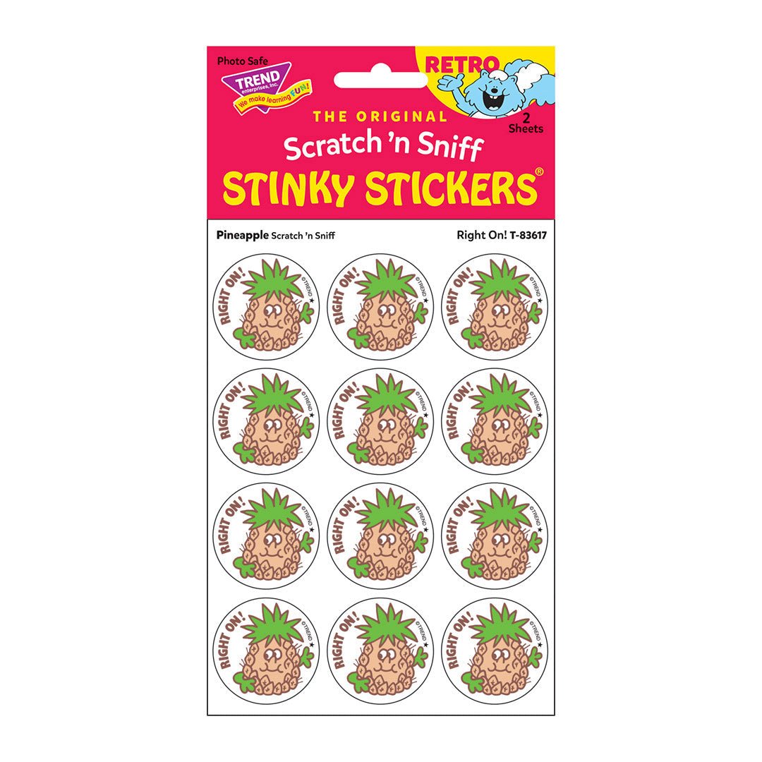 Right On!, Pineapple scent Retro Scratch 'n Sniff Stinky Stickers®-Stickers-Tools 4 Teaching-Classroom Decor and More