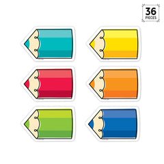 Core Decor Colorful Doodle Pencils 3" Designer Cut-Outs-Accents-Tools 4 Teaching-Classroom Decor and More