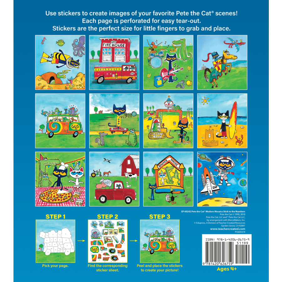 Pete the Cat Modern Mosaics Stick to the Numbers-Craft Activity-Tools 4 Teaching-Classroom Decor and More