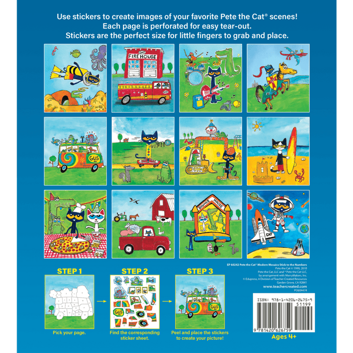 Pete the Cat Modern Mosaics Stick to the Numbers-Craft Activity-Tools 4 Teaching-Classroom Decor and More