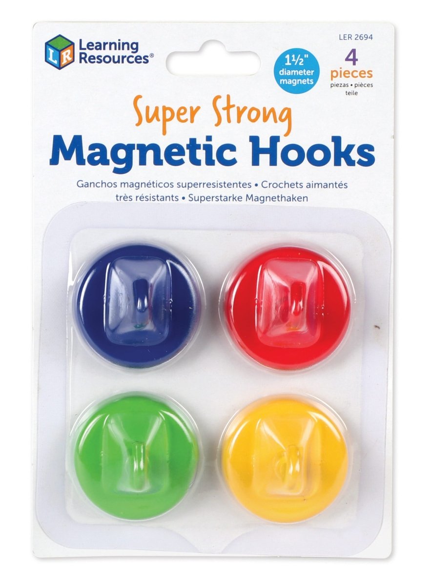 Super Strong Magnetic Hooks, Set of 4-Magnets-Tools 4 Teaching-Classroom Decor and More