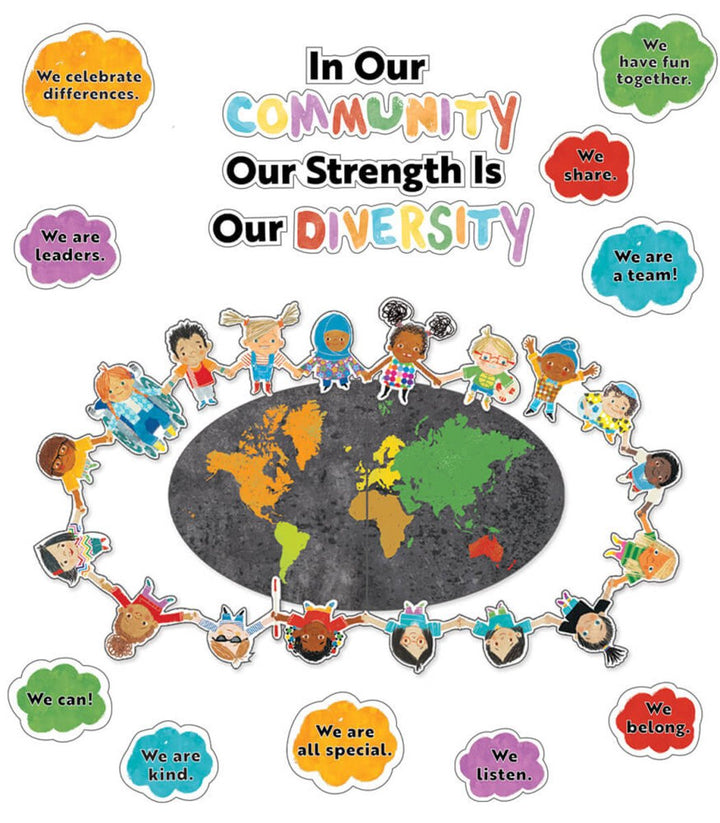 All Are Welcome: Our Strength Is Our Diversity Bulletin Board Set-Bulletin Board Sets-Tools 4 Teaching-Classroom Decor and More