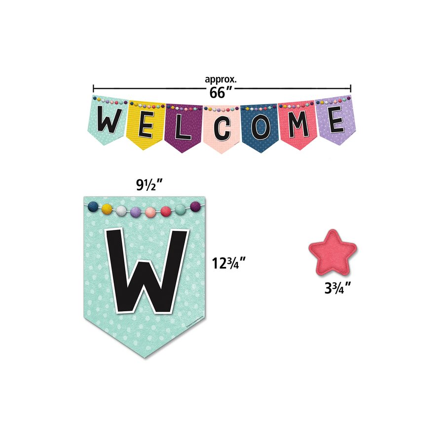 Oh Happy Day Pennants Welcome Bulletin Board-Bulletin Board Sets-Tools 4 Teaching-Classroom Decor and More
