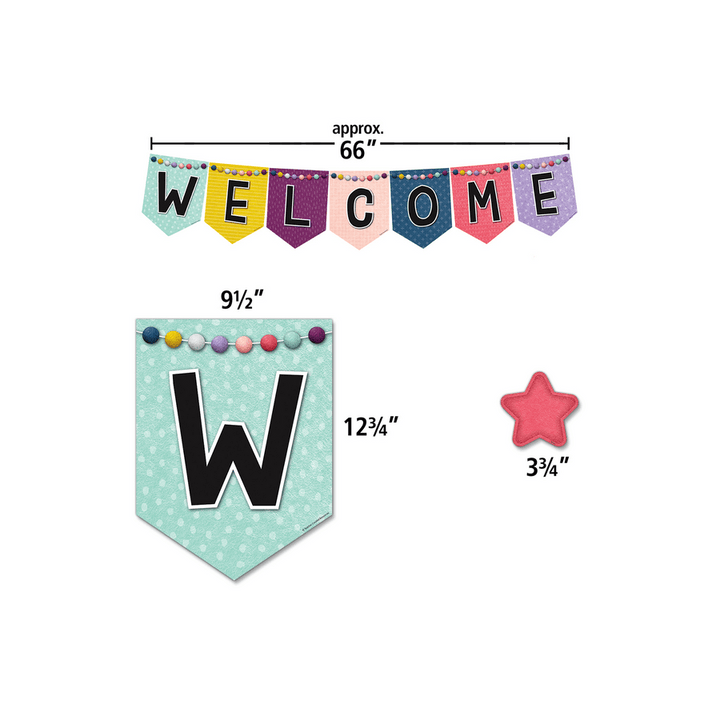 Oh Happy Day Pennants Welcome Bulletin Board-Bulletin Board Sets-Tools 4 Teaching-Classroom Decor and More