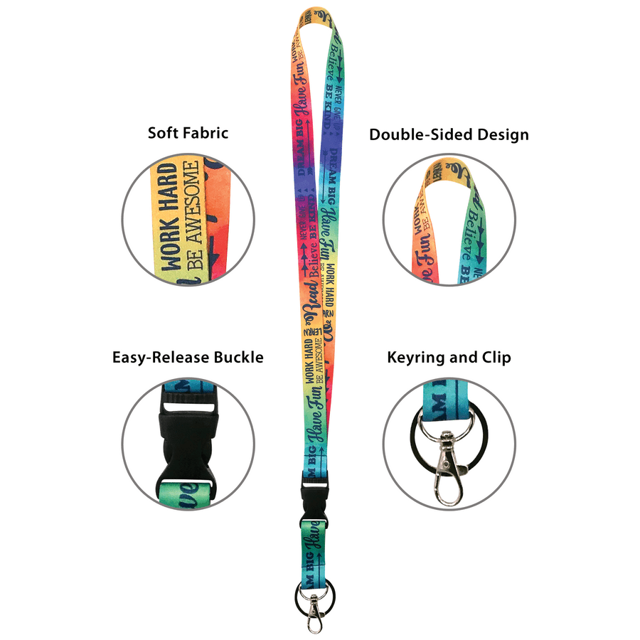 Positive Sayings Watercolor Lanyard-Badges-Tools 4 Teaching-Classroom Decor and More