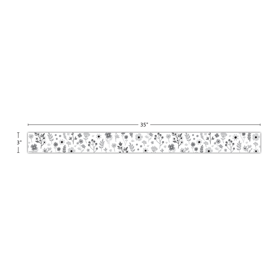 Black and White Floral Straight Border Trim-Borders-Tools 4 Teaching-Classroom Decor and More