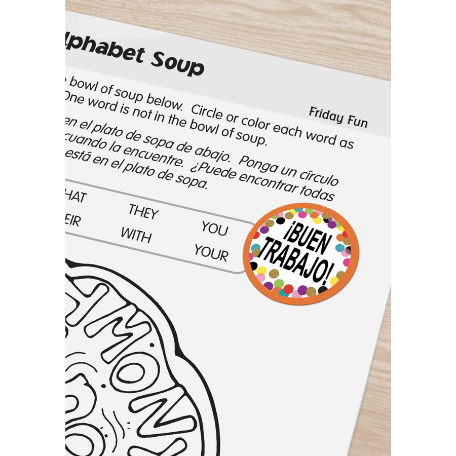 Confetti Spanish Stickers-Stickers-Tools 4 Teaching-Classroom Decor and More