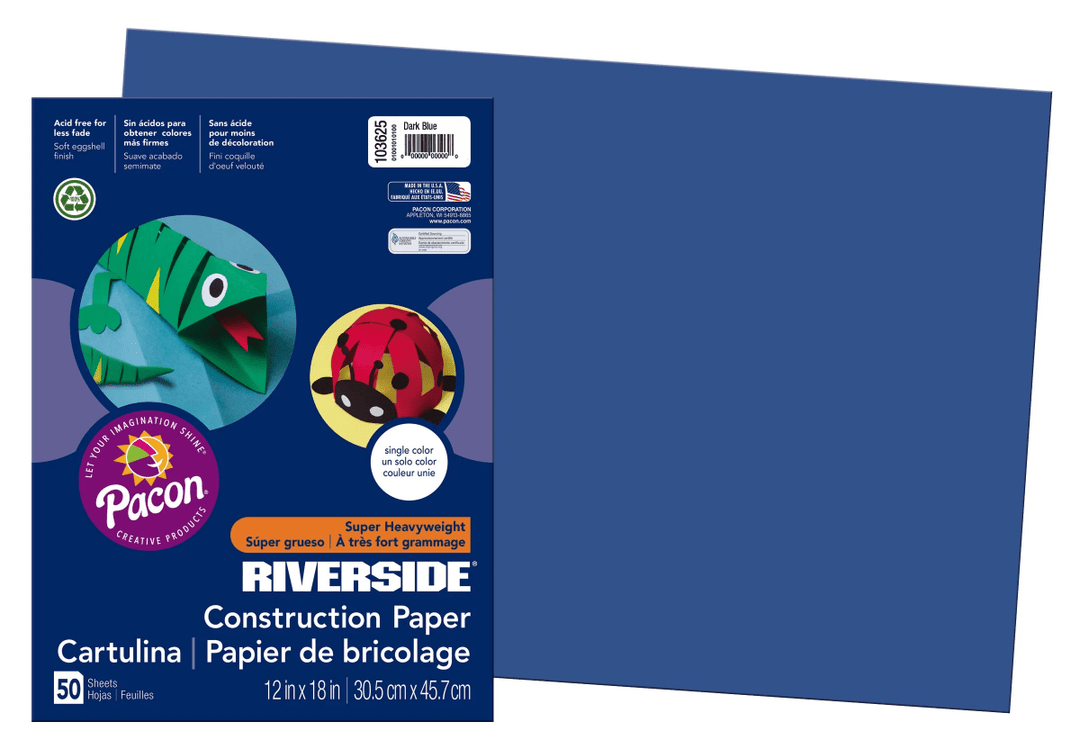 *Riverside® Construction Paper, 12X18, Dark Blue, 50/Pack-Construction Paper-Tools 4 Teaching-Classroom Decor and More