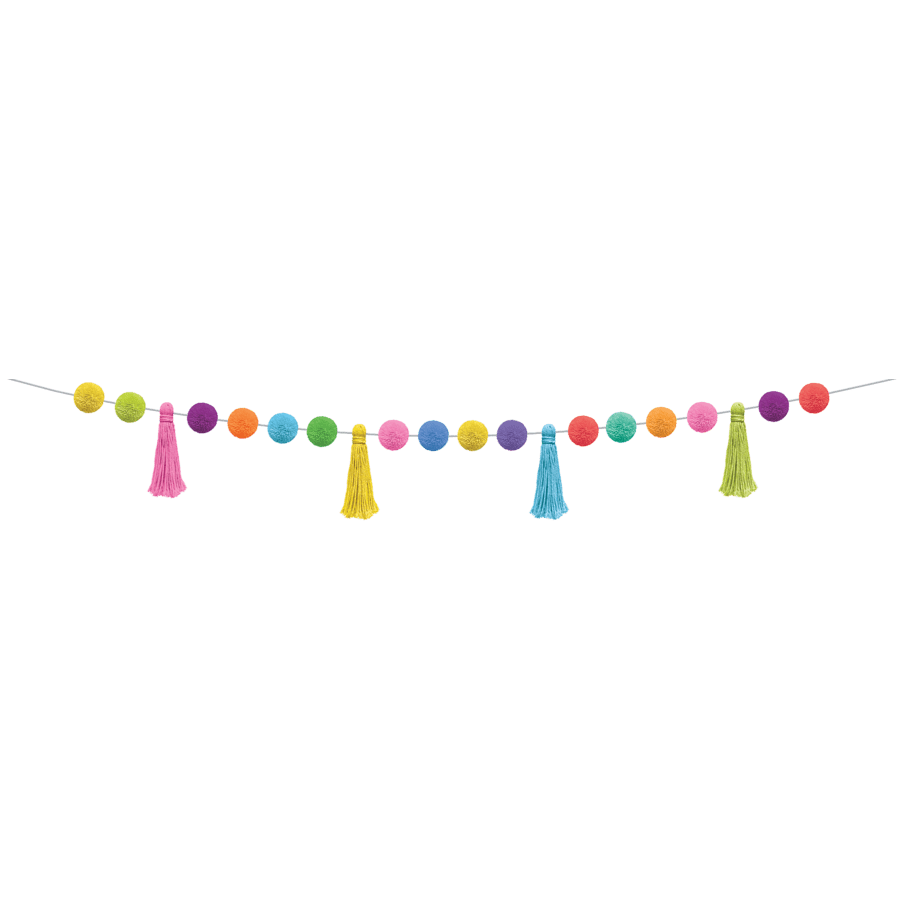 Colorful Pom-Poms and Tassels Garland-Garland-Tools 4 Teaching-Classroom Decor and More