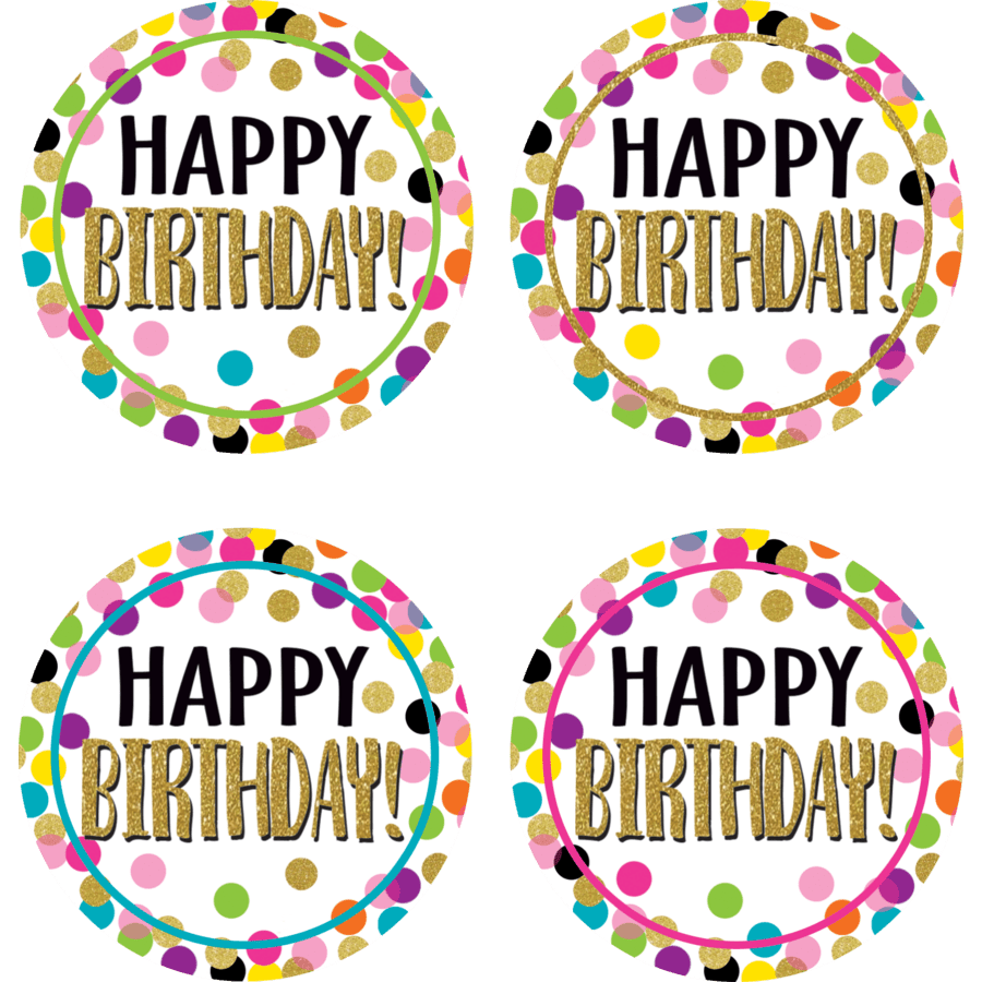 Confetti Happy Birthday Wear 'Em Badges-Birthday-Tools 4 Teaching-Classroom Decor and More
