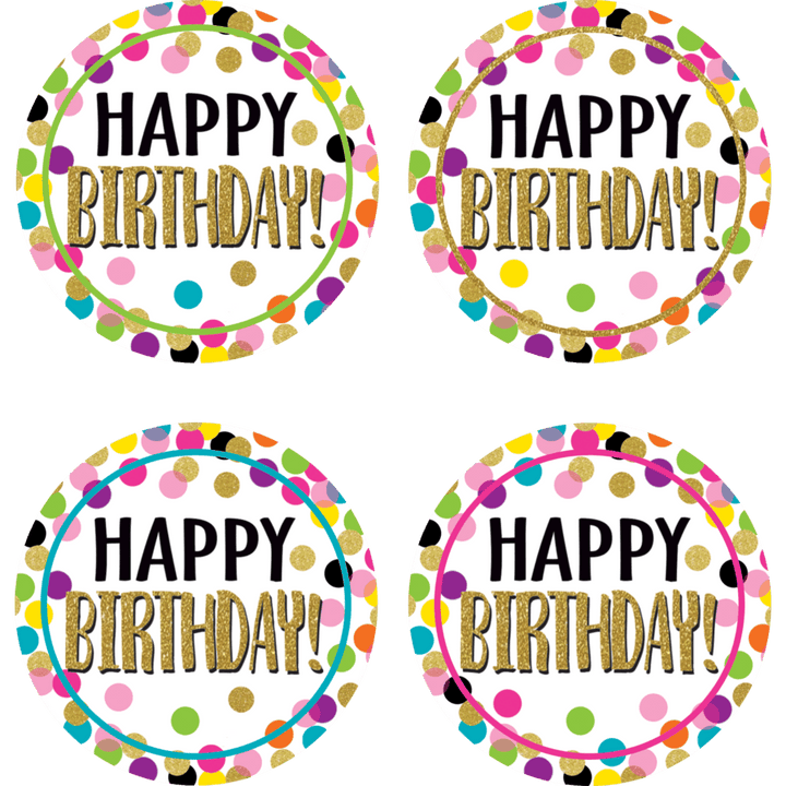 Confetti Happy Birthday Wear 'Em Badges-Birthday-Tools 4 Teaching-Classroom Decor and More