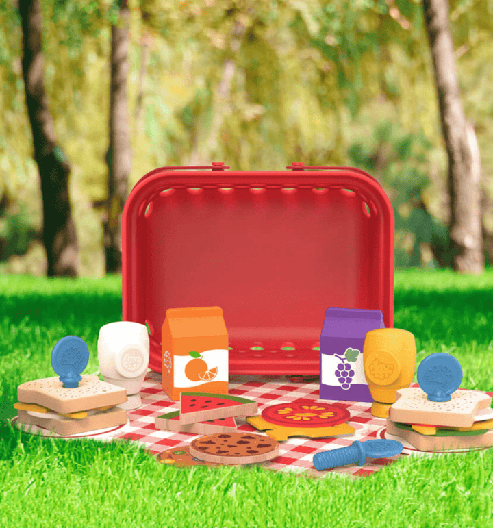 Pretendables Picnic Basket Set-Play Food-Tools 4 Teaching-Classroom Decor and More