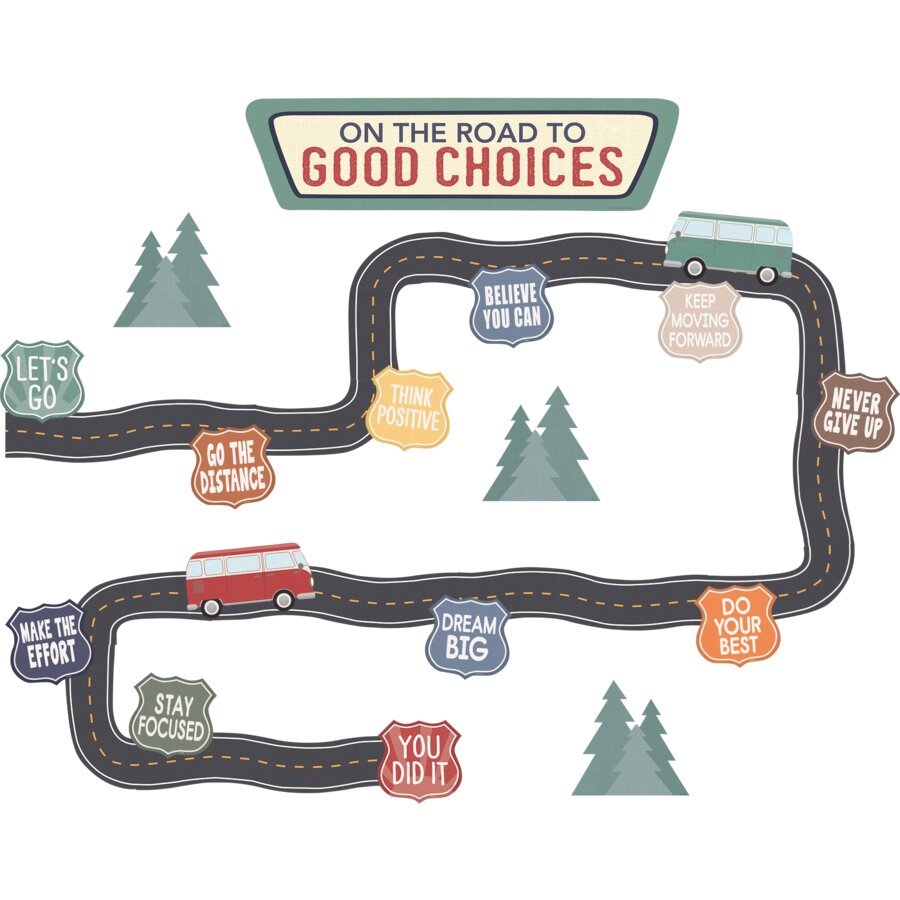 Moving Mountains Road Trip On the Road to Good Choices Mini Bulletin Board-Bulletin Board Sets-Tools 4 Teaching-Classroom Decor and More