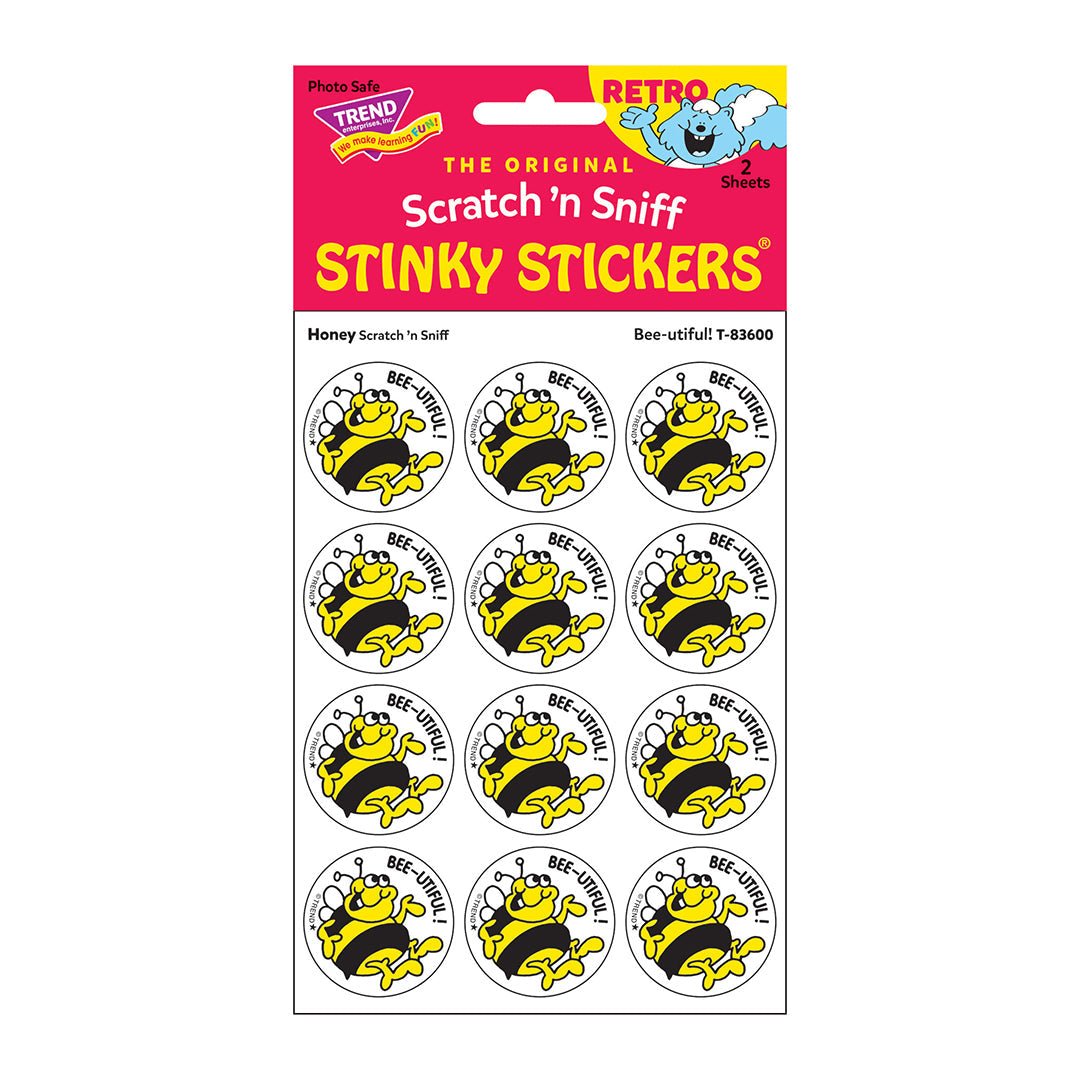 Bee-utiful!, Honey scent Retro Scratch 'n Sniff Stinky Stickers®-Stickers-Tools 4 Teaching-Classroom Decor and More