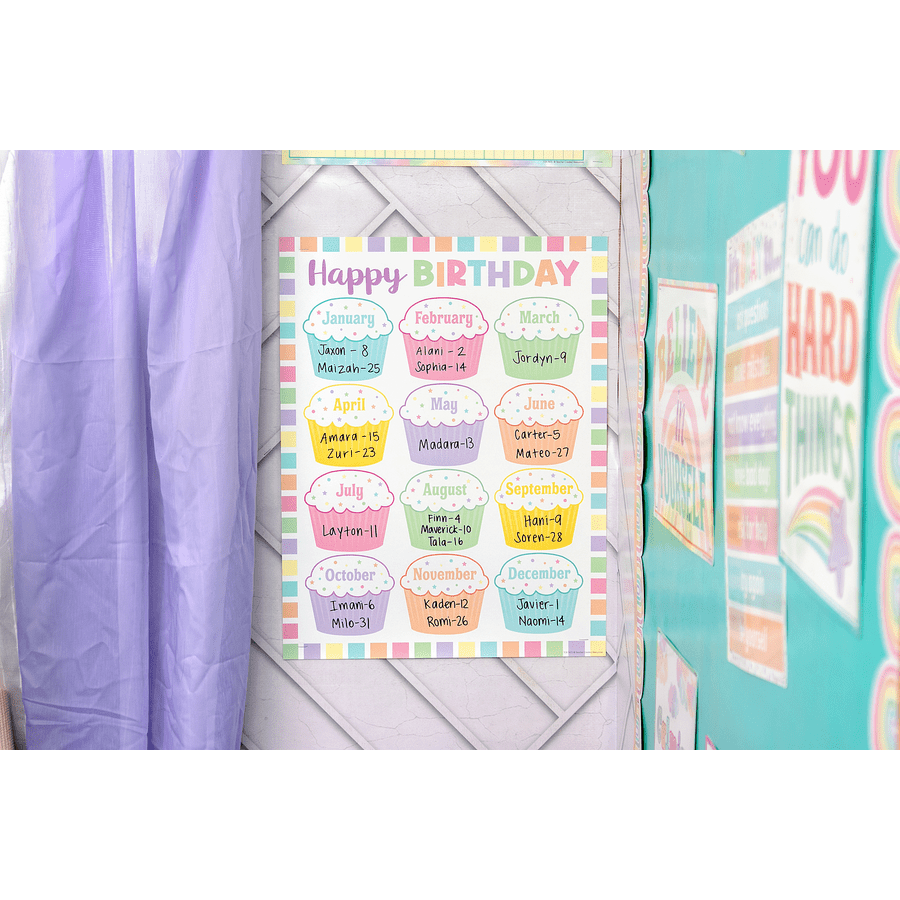 Pastel Pop Happy Birthday Chart-Charts-Tools 4 Teaching-Classroom Decor and More