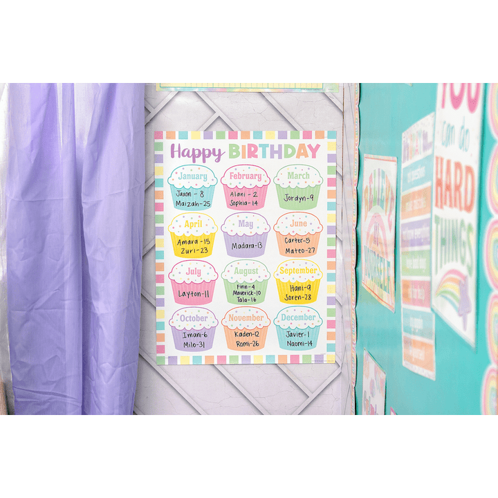 Pastel Pop Happy Birthday Chart-Charts-Tools 4 Teaching-Classroom Decor and More