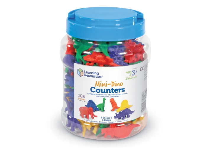 Mini Dino Counters, Set of 108-Numbers, Counting & Sorting-Tools 4 Teaching-Classroom Decor and More