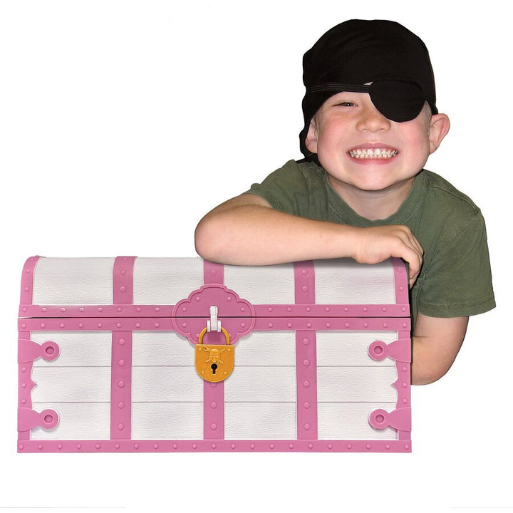 Pink and White Treasure Box with Lock and Key-Awards-Tools 4 Teaching-Classroom Decor and More