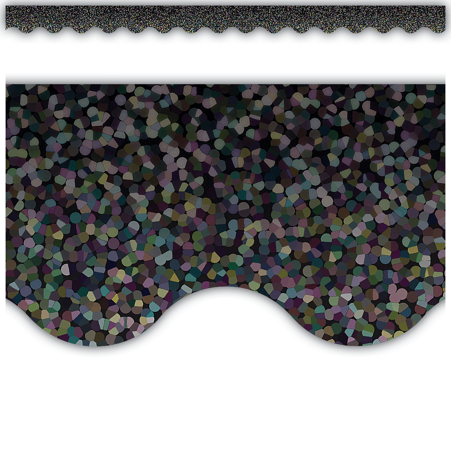 Scalloped Border Trim: Black Sparkle-Borders-Tools 4 Teaching-Classroom Decor and More