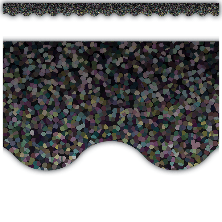Scalloped Border Trim: Black Sparkle-Borders-Tools 4 Teaching-Classroom Decor and More