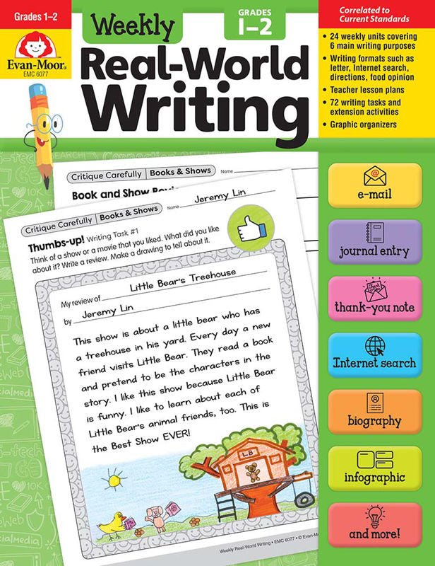 Weekly Real-World Writing, Grades 1-2-ELA Books-Tools 4 Teaching-Classroom Decor and More