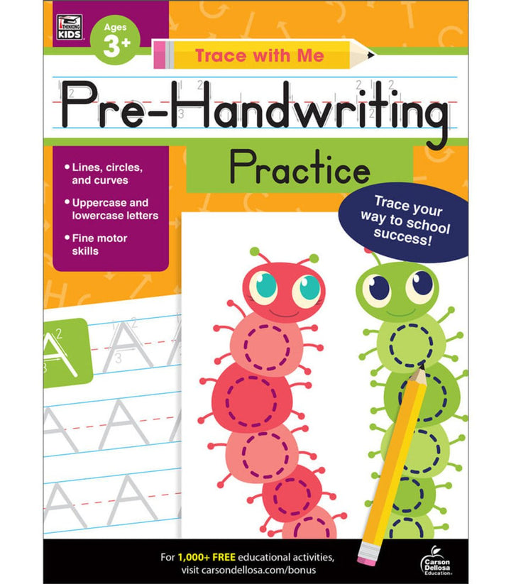 Trace with Me: Pre-Handwriting Practice Activity Book Grade PK-2 Paperback-Handwriting Books-Tools 4 Teaching-Classroom Decor and More