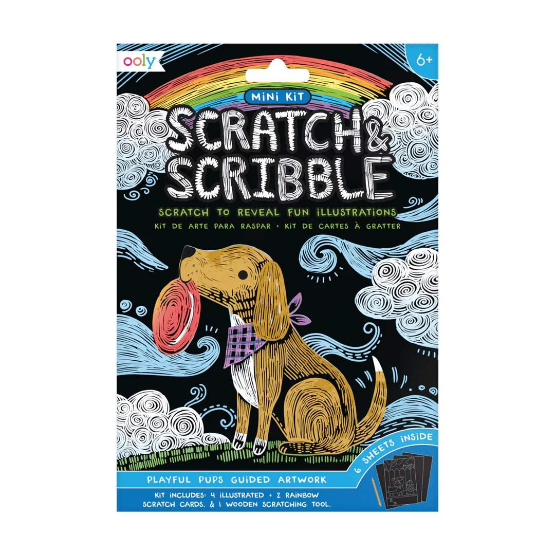 Playful Pups Scratch and Scribble Mini Scratch Art Kit-Craft Activity-Tools 4 Teaching-Classroom Decor and More