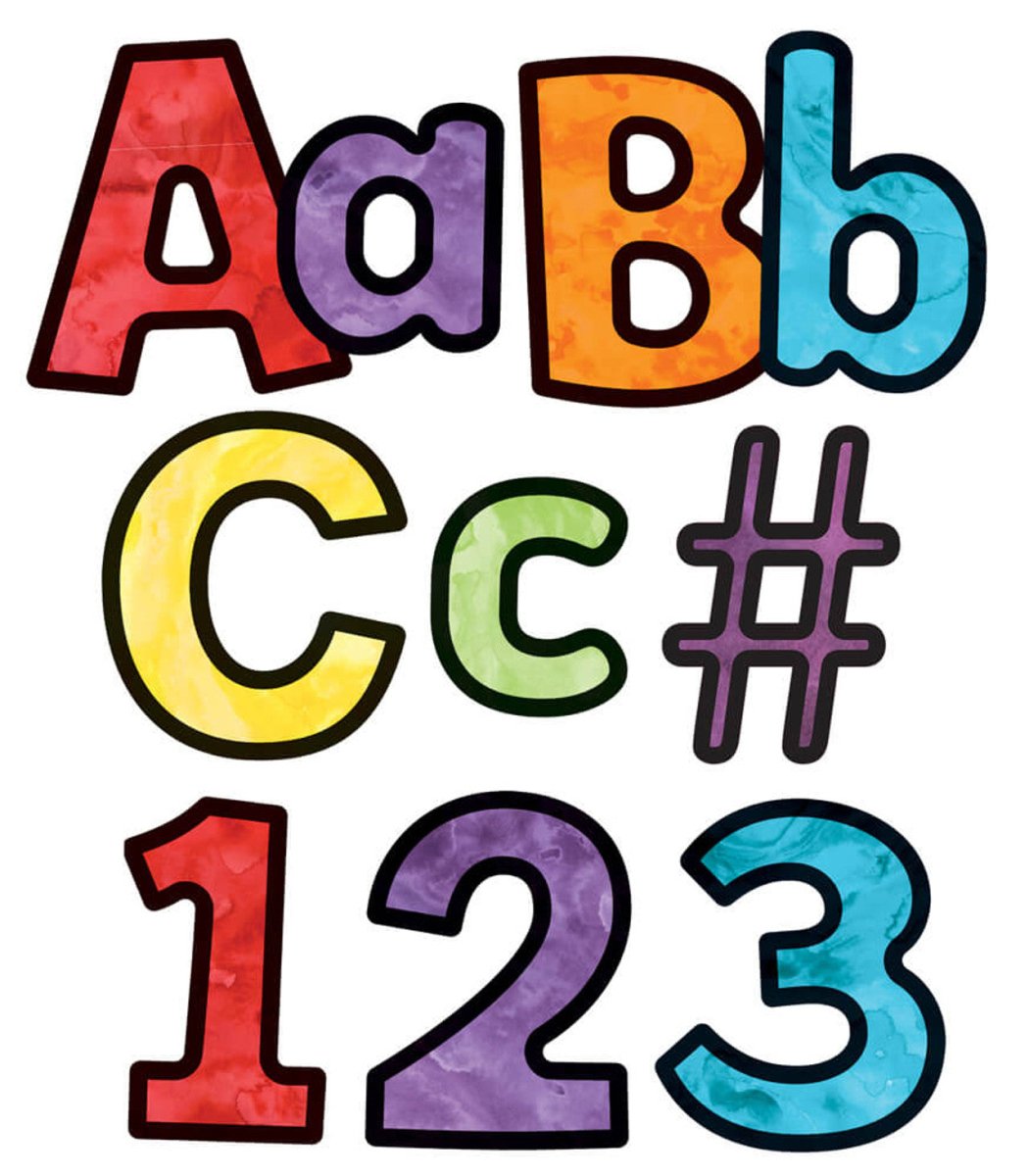 Celebrate Learning 4in Watercolor Combo Pack Bulletin Board Letters-Letters-Tools 4 Teaching-Classroom Decor and More
