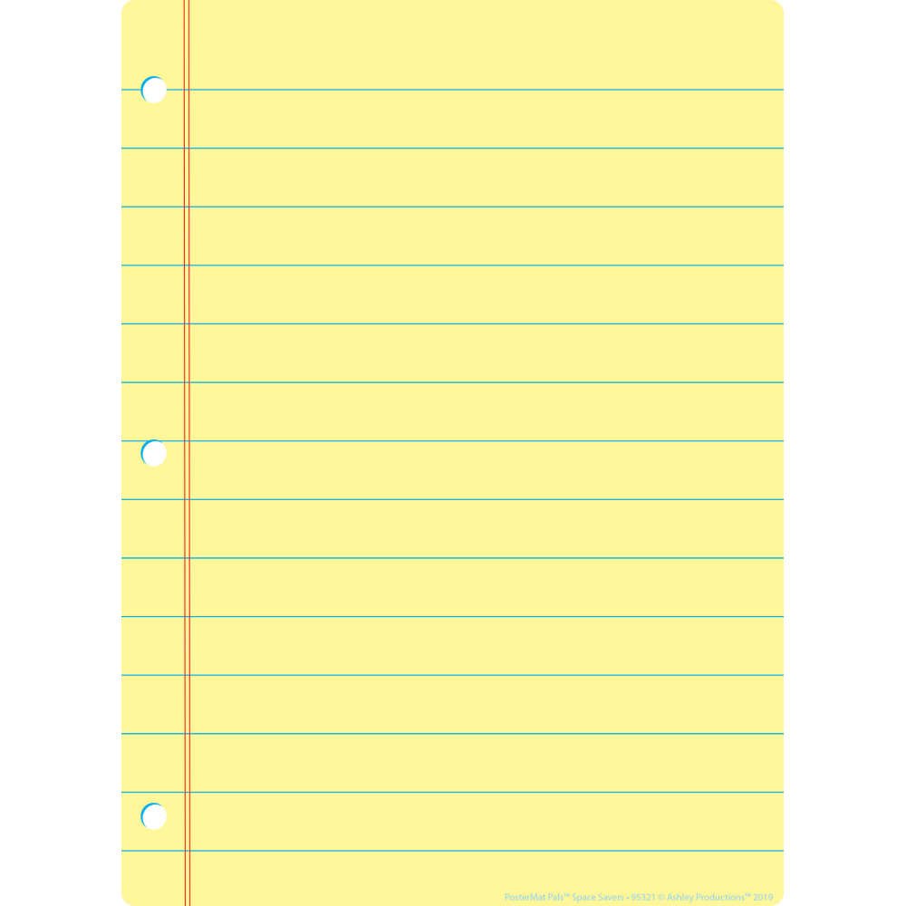 Yellow Notebook Paper, Space Savers, PosterMat Pals®, 13" X 9.5" Smart Poly®, Single Sided-Dry Erase-Tools 4 Teaching-Classroom Decor and More