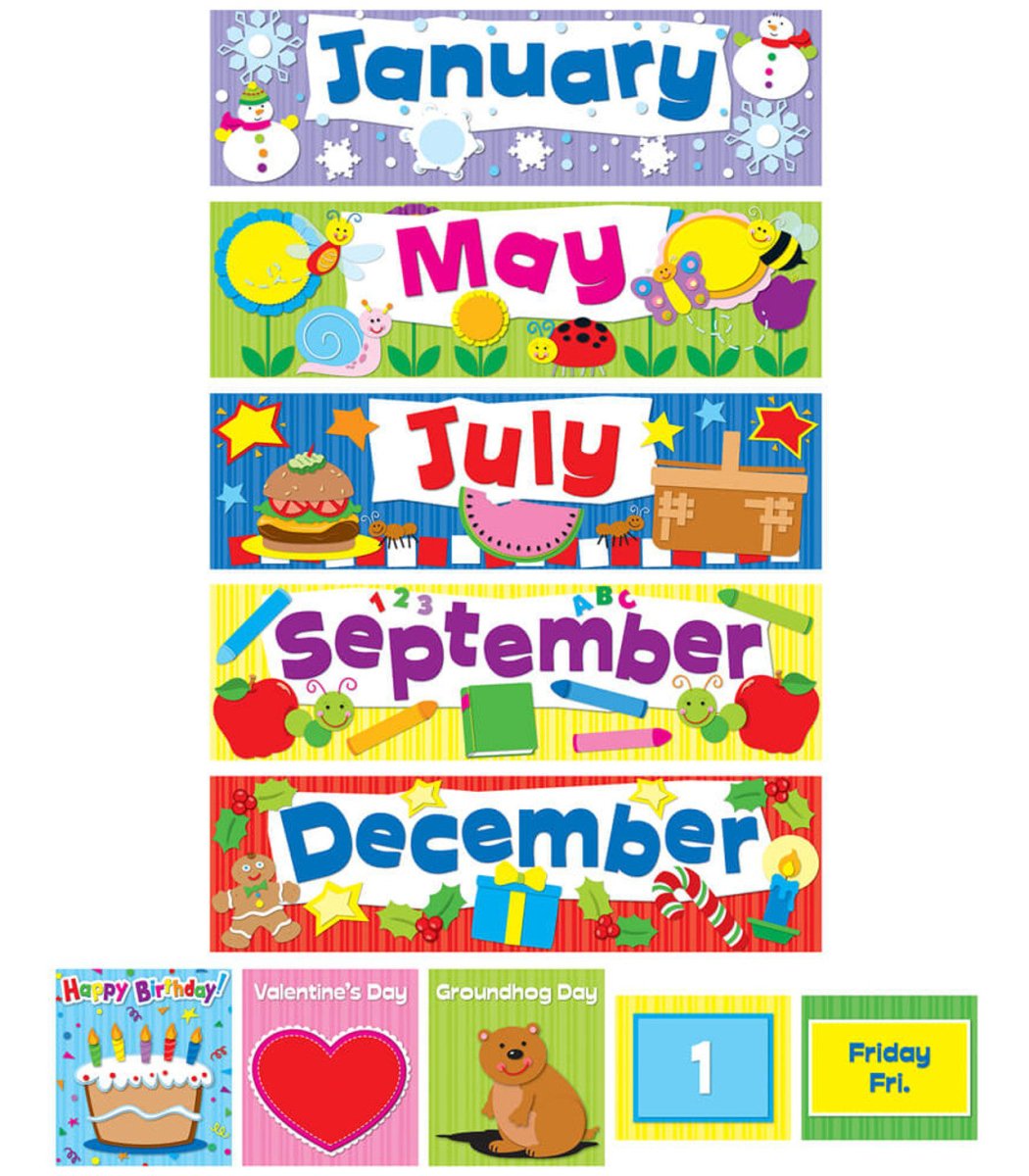 Blue Deluxe Calendar Pocket Chart-Pocket Charts-Tools 4 Teaching-Classroom Decor and More