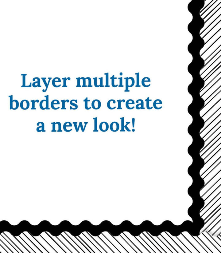 Kind Vibes Black & White Stripes Scalloped Bulletin Board Borders-Borders-Tools 4 Teaching-Classroom Decor and More