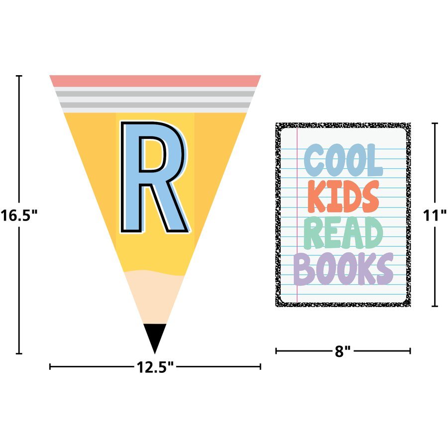 Cool for School Read Pennants Bulletin Board-Bulletin Board Sets-Tools 4 Teaching-Classroom Decor and More