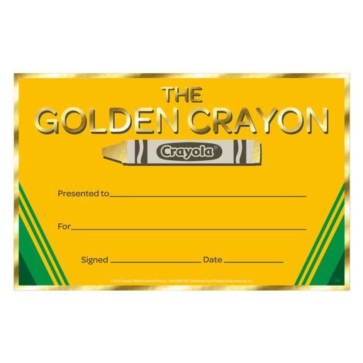 Crayola Gold Crayon Recognition Award-Awards-Tools 4 Teaching-Classroom Decor and More