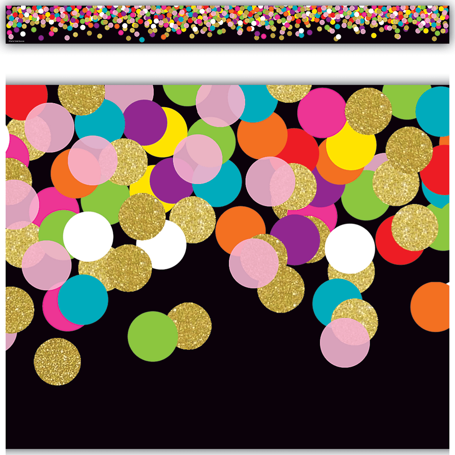 Colorful Confetti on Black Straight Border Trim-Borders-Tools 4 Teaching-Classroom Decor and More