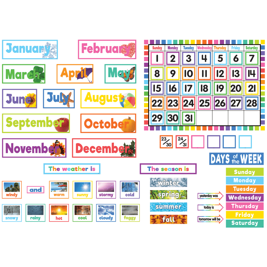 Colorful Calendar Bulletin Board-Calendars-Tools 4 Teaching-Classroom Decor and More