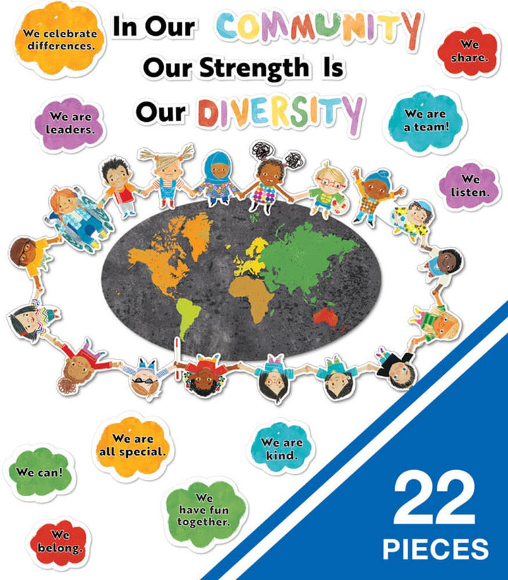 All Are Welcome: Our Strength Is Our Diversity Bulletin Board Set-Bulletin Board Sets-Tools 4 Teaching-Classroom Decor and More