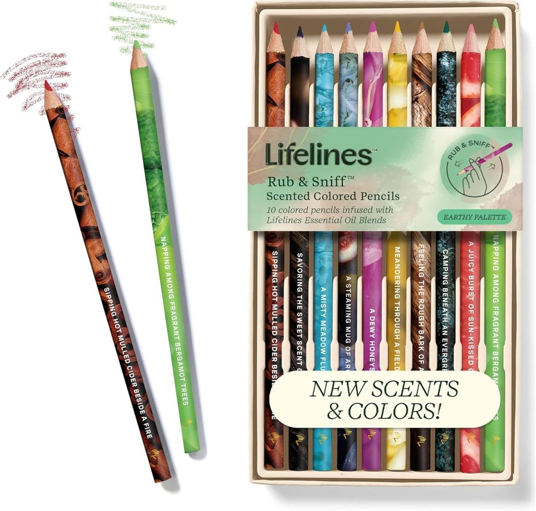 Lifelines™ Rub & Sniff™ Scented Colored Pencils (Earthy Palette)-Art Supplies-Tools 4 Teaching-Classroom Decor and More