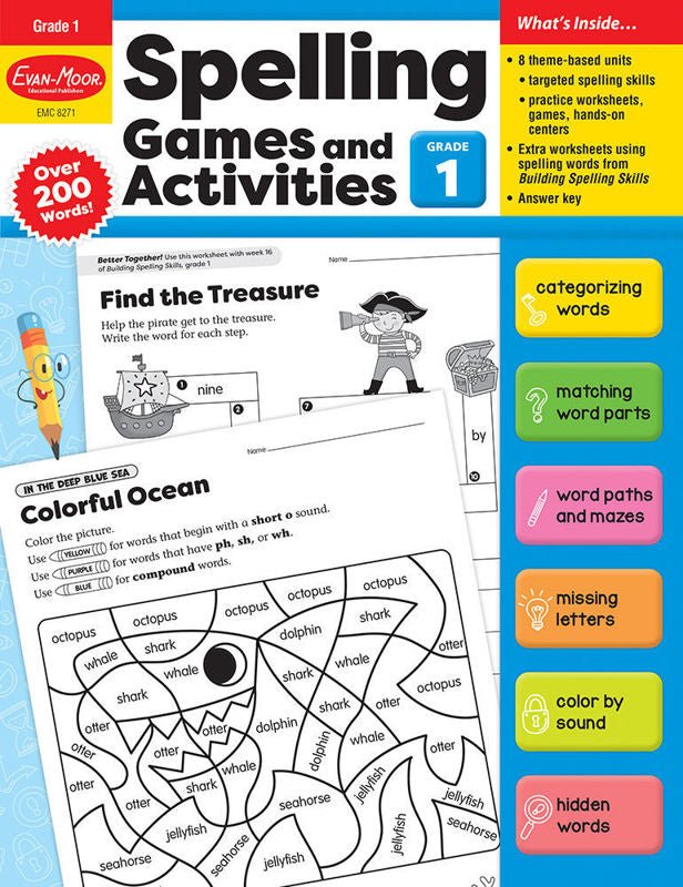 Spelling Games and Activities, Grade 1 - Print-Vocabulary Books-Tools 4 Teaching-Classroom Decor and More