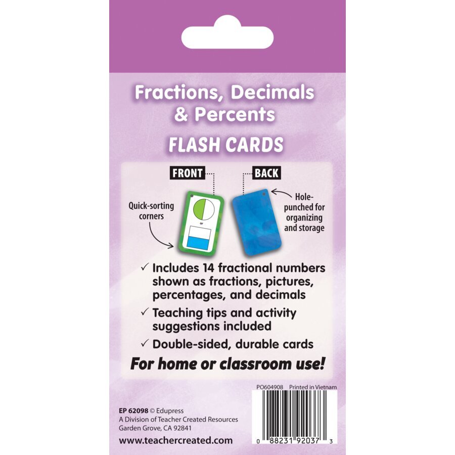 Fractions, Decimals & Percents Flash Cards-Flashcards-Tools 4 Teaching-Classroom Decor and More