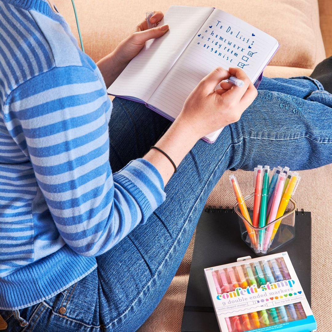 Confetti Stamp Double-Ended Markers - Set of 9-Art Supplies-Tools 4 Teaching-Classroom Decor and More