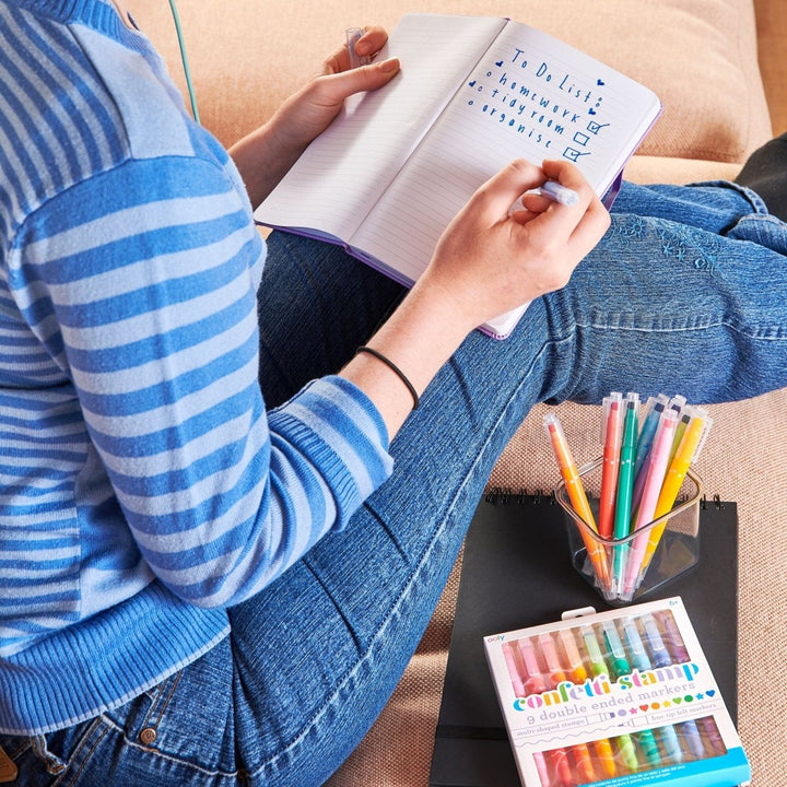 Confetti Stamp Double-Ended Markers - Set of 9-Art Supplies-Tools 4 Teaching-Classroom Decor and More