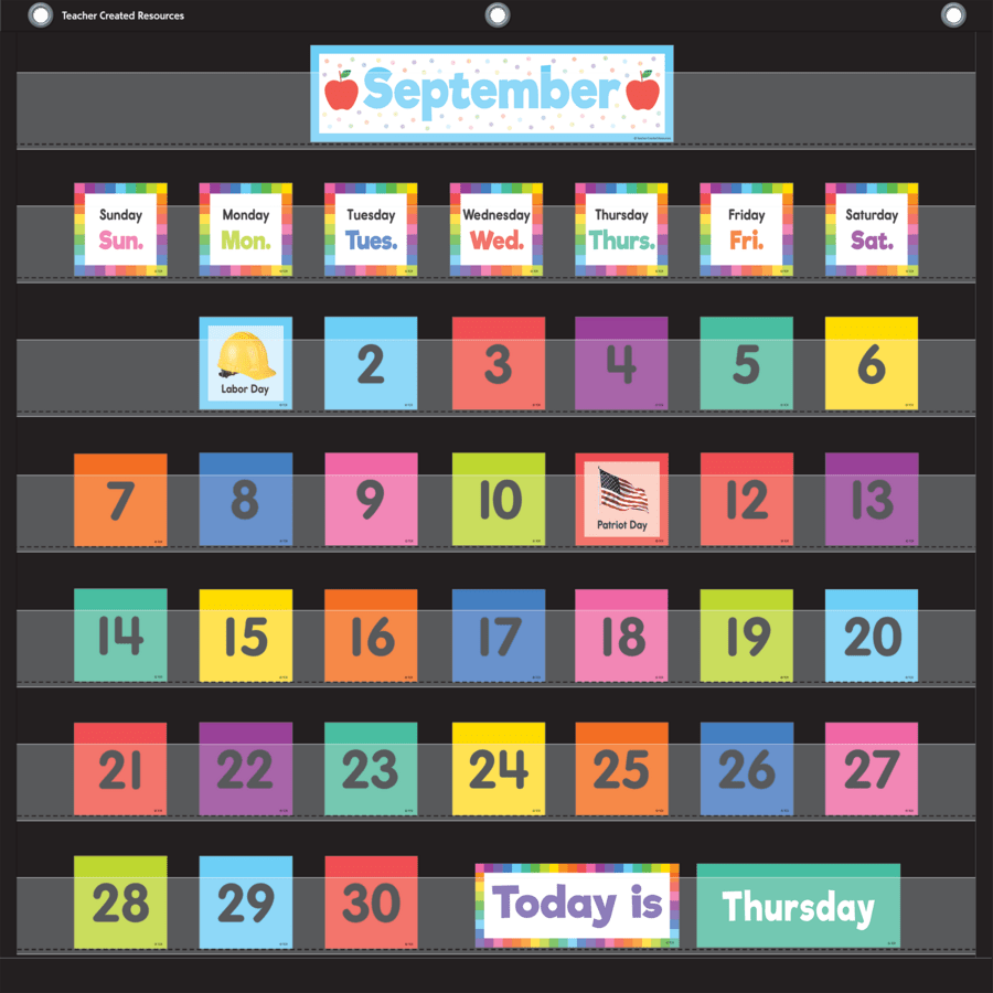 Colorful Calendar Pocket Chart Cards-Mini Bulletin Boards-Tools 4 Teaching-Classroom Decor and More