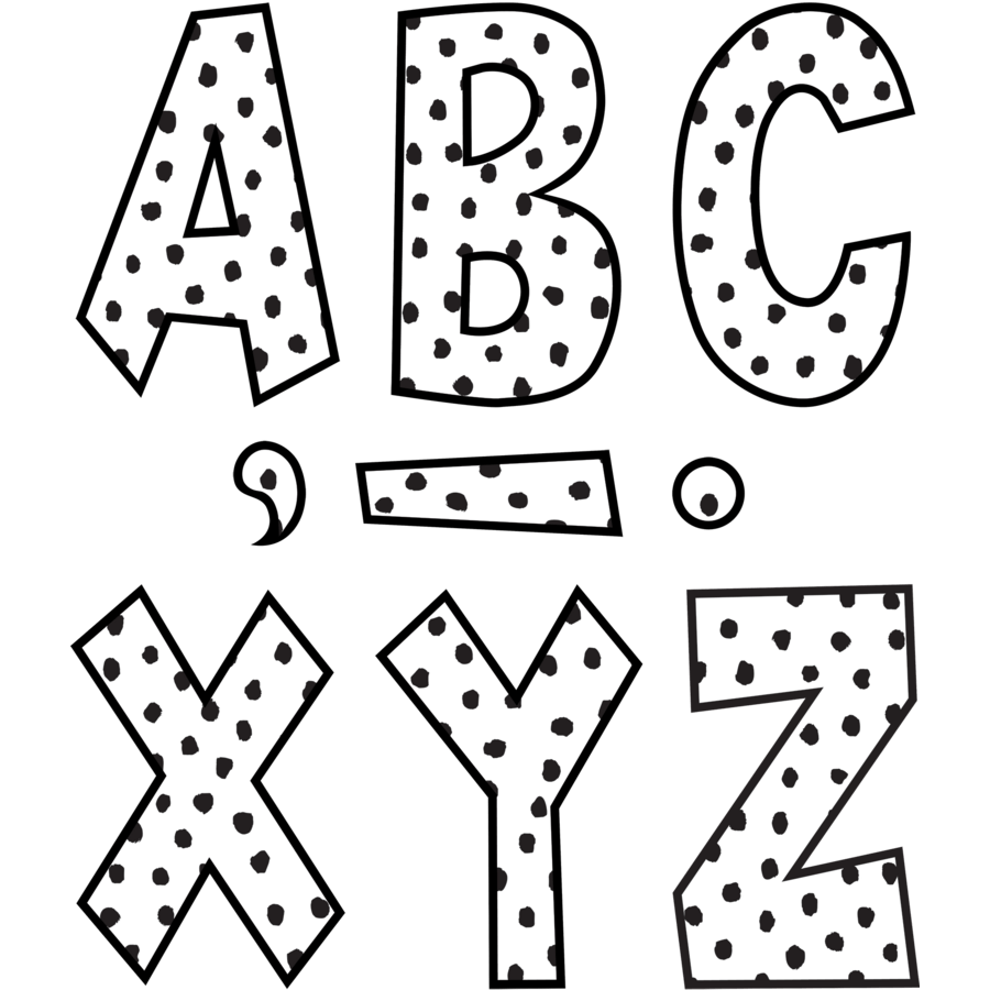 Black Painted Dots on White 7" Fun Font Letters-Letters-Tools 4 Teaching-Classroom Decor and More