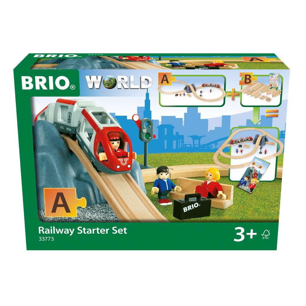 BRIO World - 33773 Railway Starter Set | 26 Piece Toy Train with Accessories and Wooden Tracks for Kids Age 3 and Up-Vehicles & Construction-Tools 4 Teaching-Classroom Decor and More
