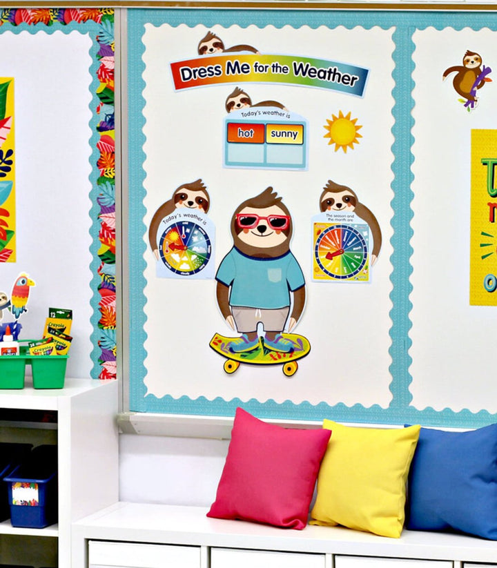 Sloth Dress Me for the Weather Bulletin Board Set Grade PK-2-Bulletin Board Sets-Tools 4 Teaching-Classroom Decor and More