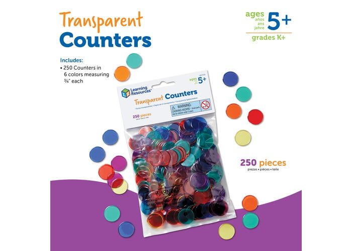 Transparent Counters, Set of 250-Numbers, Counting & Sorting-Tools 4 Teaching-Classroom Decor and More